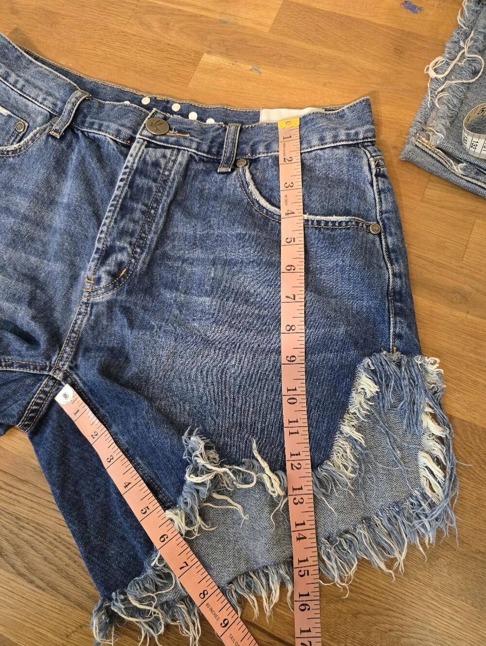 One Teaspoon Pacifica Studded Frankies Long Length Denim Jean Shorts 29 - Picture 14 of 16